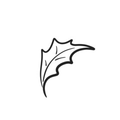 hand drawn oak leaf. sketchy botanical illustration. floral element for greeting card and invitation design