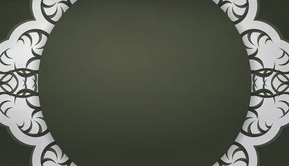 Dark green background with vintage white ornaments and logo space