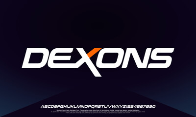 Modern Bold Font Sport Alphabet . Typography urban style fonts for technology, digital, movie logo design. vector illustration
