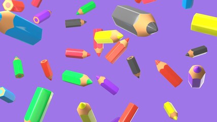 Colored pencils on purple background.
3D illustration for background.
