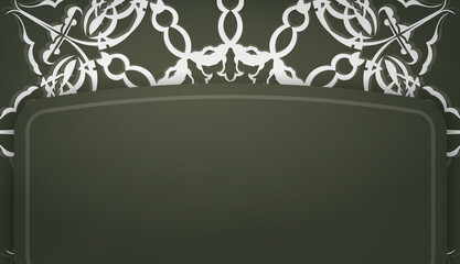 Dark green banner template with abstract white pattern and space for your logo