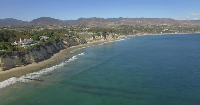 Aerials Malibu Paradise Cove Beach, California Rocky Coastline Zuma beach
