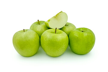 Green apple mellow juicy fresh isolated on white