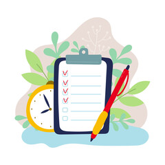 To do list concept. Undone checklist. Deadline, poor time management illustration. Time management concept. Effective business planning - 468984275