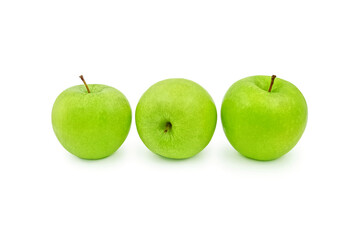 Green fresh apples isolated on white background