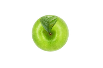 Top view green apple on white surface