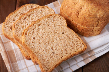 bran bread on brown background