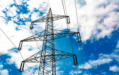 high voltage power lines and pylon