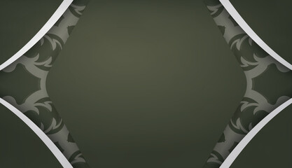 Dark green banner with Greek white ornaments and a place for your logo