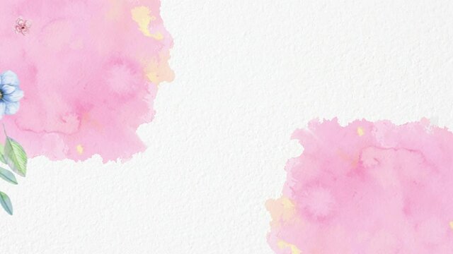 Watercolor flowered frame for scrping design on white background. Loop animation