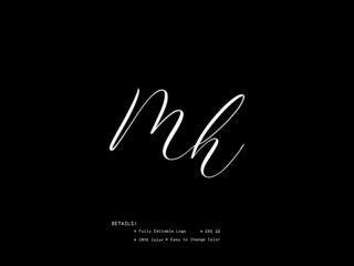 Fototapeta na wymiar Initial Letter MH m h Signature Logo Design For Business
