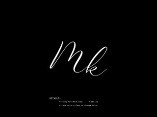 Fototapeta na wymiar Initial Letter MK m j Signature Logo Design For Business