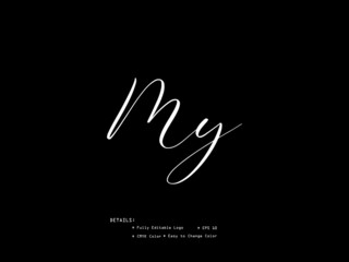 Fototapeta na wymiar Initial Letter MY m y Signature Logo Design For Business