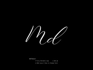 Fototapeta na wymiar Initial Letter MD m d Signature Logo Design For Business