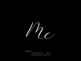 Fototapeta na wymiar Initial Letter MC m c Signature Logo Design For Business