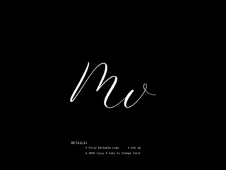 Fototapeta na wymiar Initial Letter MV m v Signature Logo Design For Business