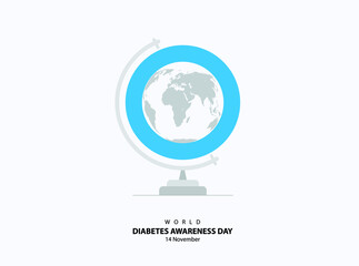 world diabetes awareness day. globe with diabetes icon. vector illustrations