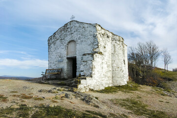 Fototapeta na wymiar Church of Saint John the Baptist at the coast of Pchelina Reservoir, Bulgaria