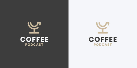 letter U with podcast coffee logo design inspiration
