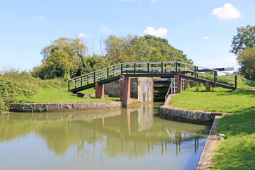 Fototapeta na wymiar Caen Hill canal lock, Devizes, England