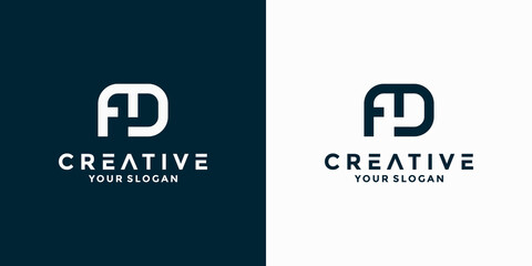 abstract monogram F D initials logo design template