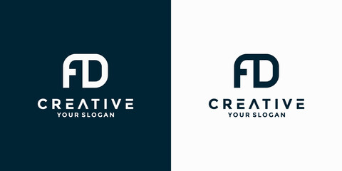 letter F D combination logo design template