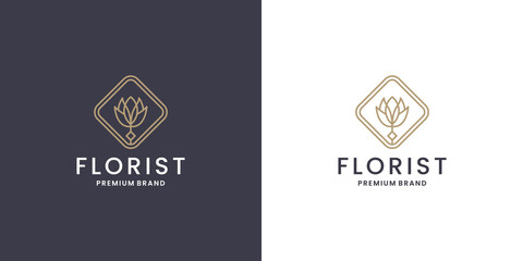monogram flower rose logo design template