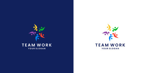 community logo design with abstract people logo template