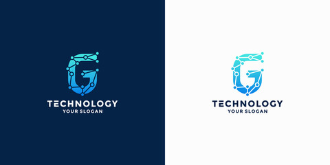 initial letter G tech logo design for technology company