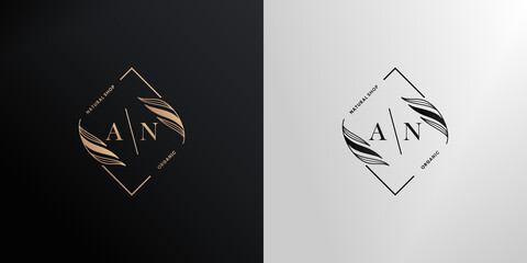 letter A N logo design. initial logo branding natural concept
