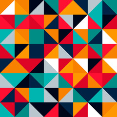 Mosaic background from triangles. Geometric tiles in various colors. Vector.