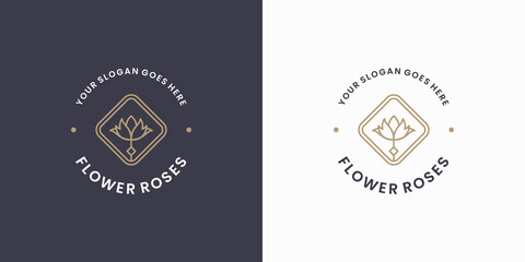retro flower shop. florist logo design design template