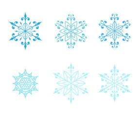 Fototapeta na wymiar Set of decorative snowflakes. For New year and Christmas carts.