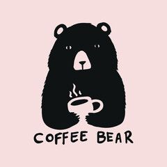 hand drawn coffee bear logo