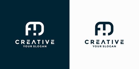 abstract F D initials logo design inspiration