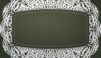 Dark green color banner template with abstract white pattern for logo design