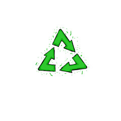 Obraz premium green triangular recycling symbol (three arrows) (colored)
