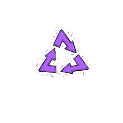 violet triangular recycling symbol (three arrows) (colored)