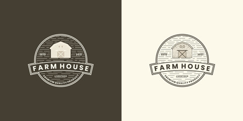 Obraz premium vintage farm house logo design. cattle farm logo template