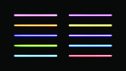 Neon sticks. Lightsabers on a black background. Vector illustration of lightsabers.