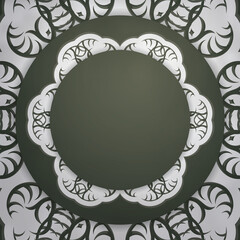 Dark green color flyer with vintage white pattern prepared for typography.