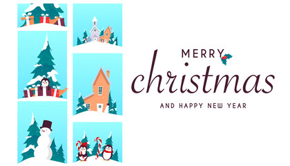 Christmas and New Year background. Vector illustration.