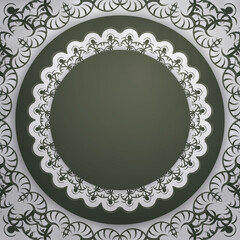 Dark green leaflet with Greek white pattern prepared for typography.