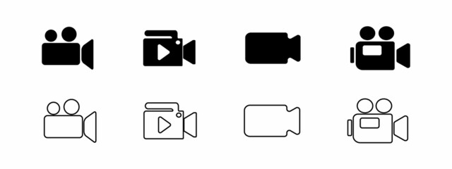 Video camera icons. Cinema and film signs, Movie camera vector.
