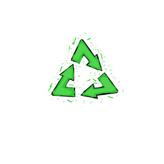 light green triangular recycling symbol (three arrows) (colored)