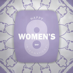 Festive Brochure international womens day purple color with abstract white pattern