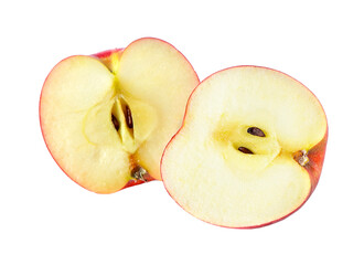 Two pieces of red apple isolated on white background.
