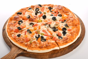 pizzas isolated on white background.