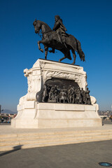 Fototapeta na wymiar The bronze equestrian statue of Count Gyula Andrassy