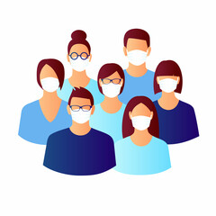 Man and woman with a surgical mask. Epidemic, flu protection, avoiding virus. Girl wearing medical face mask.